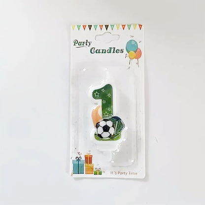 Green Football Numbers 0-9 Candle Boys football lovers Happy Birthday Baking Candles Creative Sports Boys Football Party Decoration