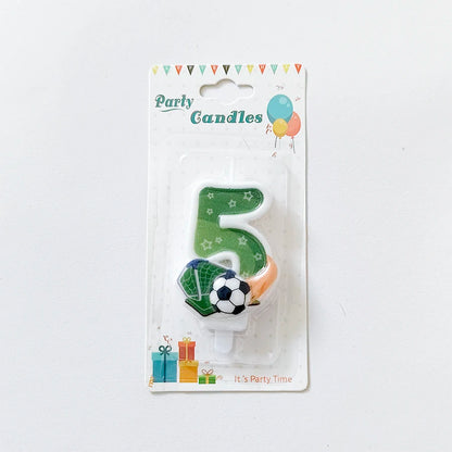 Green Football Numbers 0-9 Candle Boys football lovers Happy Birthday Baking Candles Creative Sports Boys Football Party Decoration