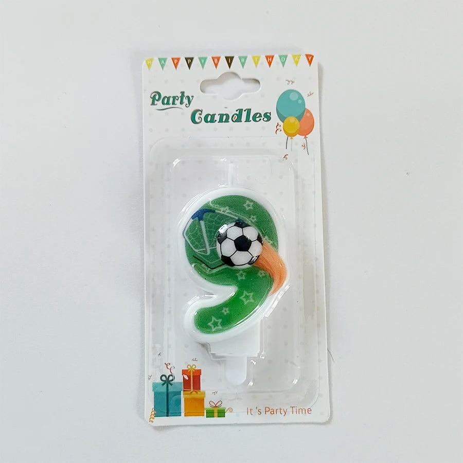 Green Football Numbers 0-9 Candle Boys football lovers Happy Birthday Baking Candles Creative Sports Boys Football Party Decoration