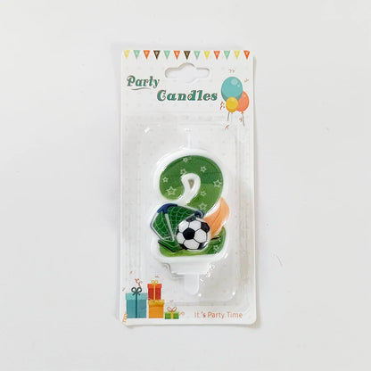 Green Football Numbers 0-9 Candle Boys football lovers Happy Birthday Baking Candles Creative Sports Boys Football Party Decoration