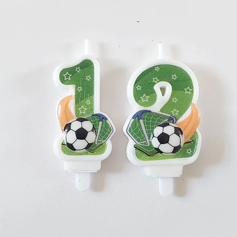 Green Football Numbers 0-9 Candle Boys football lovers Happy Birthday Baking Candles Creative Sports Boys Football Party Decoration