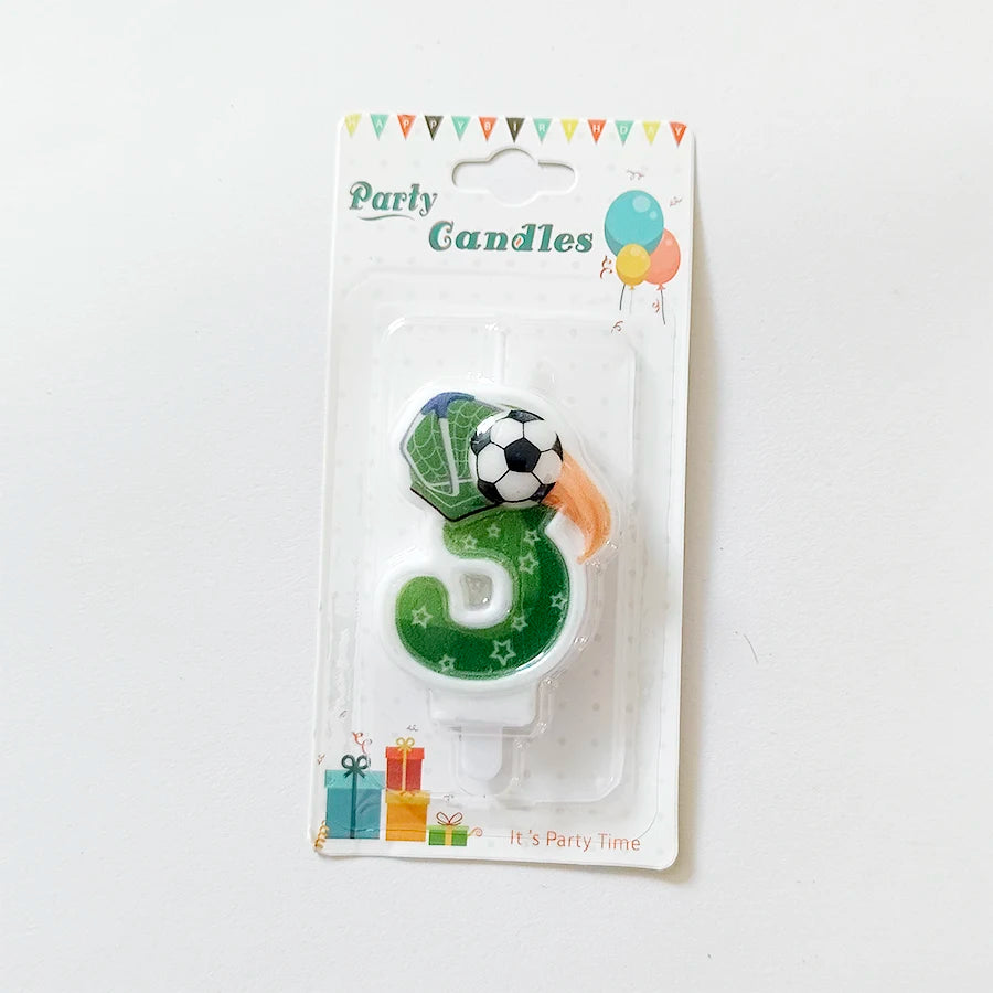 Green Football Numbers 0-9 Candle Boys football lovers Happy Birthday Baking Candles Creative Sports Boys Football Party Decoration