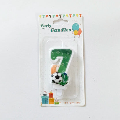 Green Football Numbers 0-9 Candle Boys football lovers Happy Birthday Baking Candles Creative Sports Boys Football Party Decoration