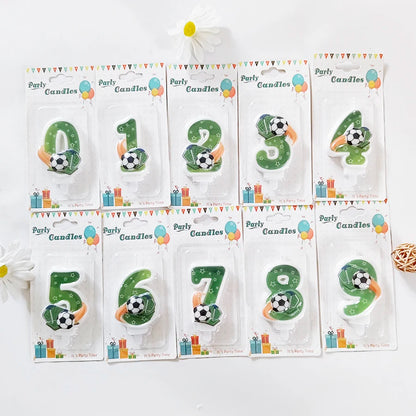 Green Football Numbers 0-9 Candle Boys football lovers Happy Birthday Baking Candles Creative Sports Boys Football Party Decoration