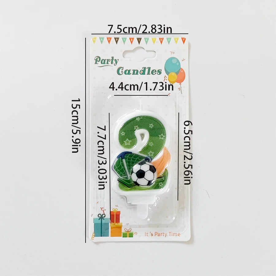 Green Football Numbers 0-9 Candle Boys football lovers Happy Birthday Baking Candles Creative Sports Boys Football Party Decoration