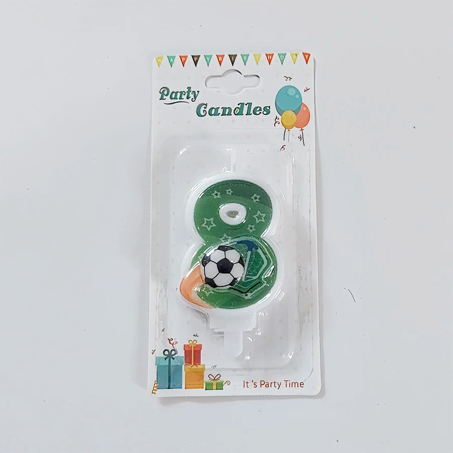 Green Football Numbers 0-9 Candle Boys football lovers Happy Birthday Baking Candles Creative Sports Boys Football Party Decoration