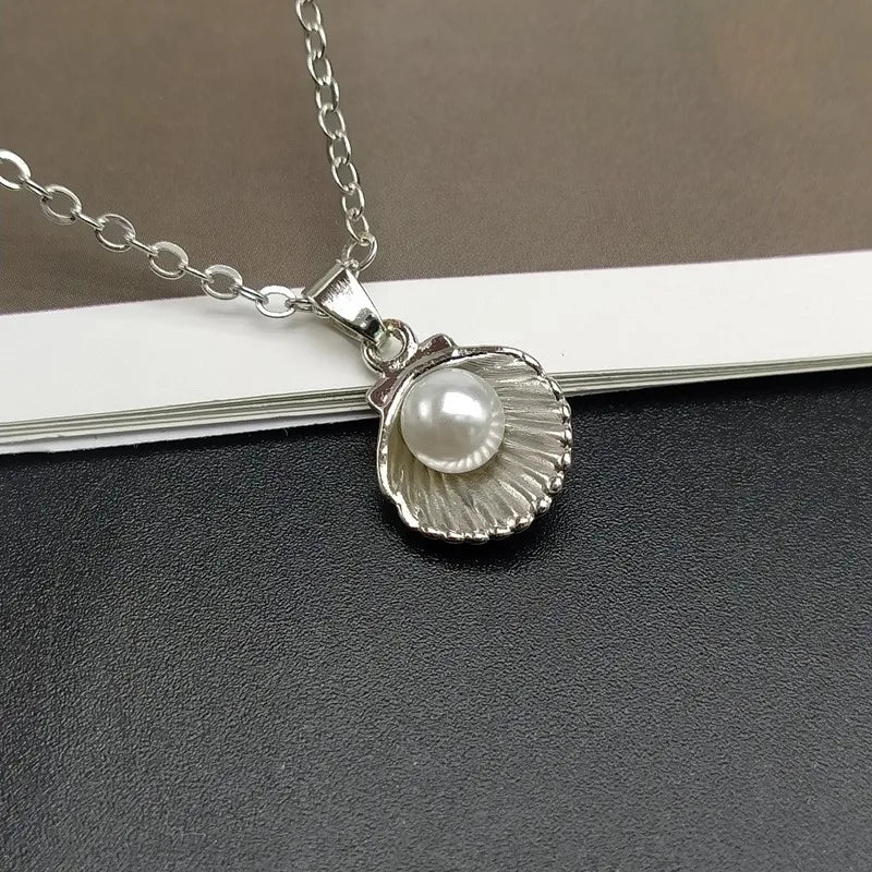 Trendy Summer Shell Imitation Pearl Pendant Necklace For Women Fashion