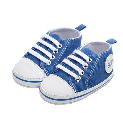 Baby Canvas Classic Sports Sneakers Newborn Baby Boys & Girls Letter Print First Walkers Shoes baby &Toddler Anti-slippery Shoes