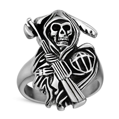 Gothic Punk Ring For Men Retro Skeleton Devil Male Ring Skull Adjustable Exaggeration