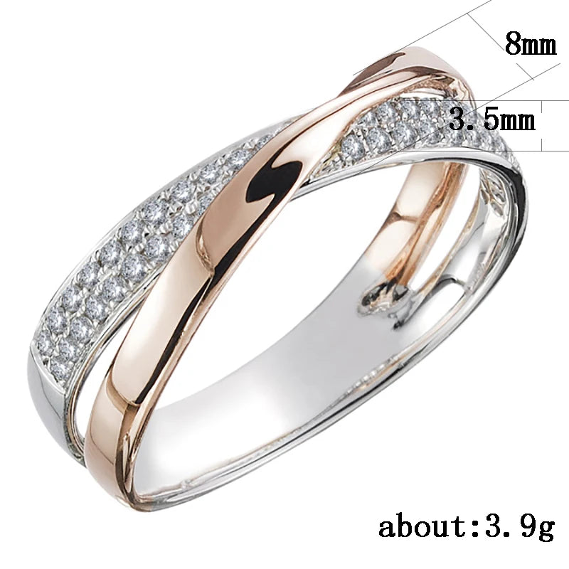 Huitan Newest Fresh Two Tone X Shape Cross Ring for Women