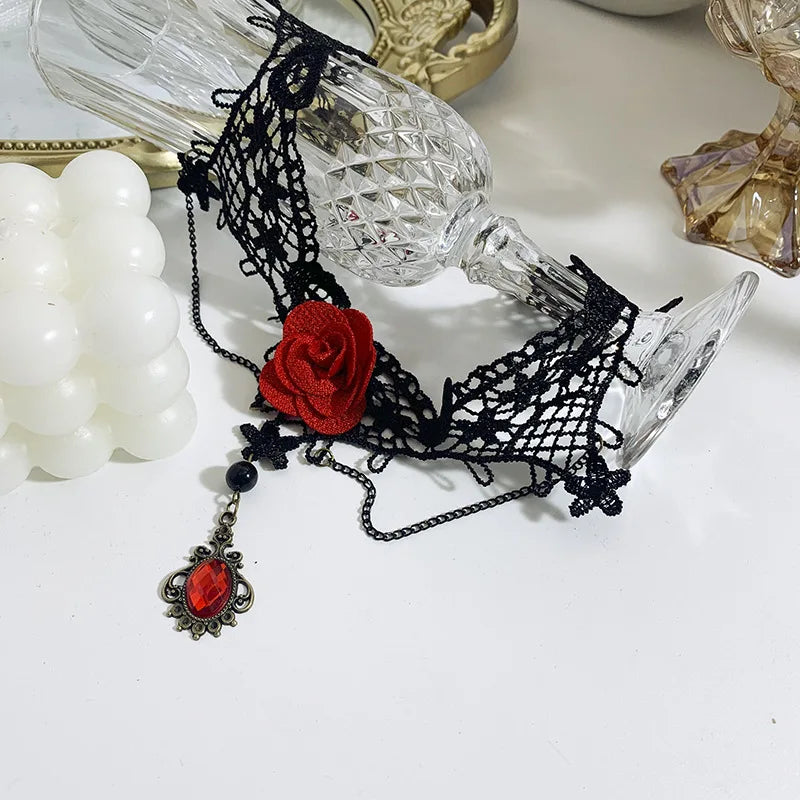 Sexy Party Jewelry Gothic Black Beaded Flowers