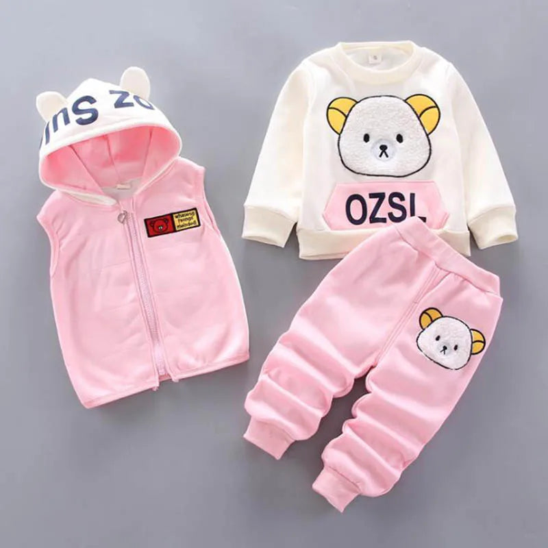 Baby Boys And Girls Clothing Set Children Hooded Outerwear 3P CS 0-6 months