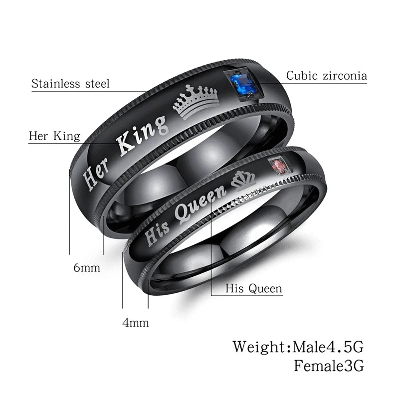 Fashion Couple Rings Her King His Queen Statement Rings Fashion