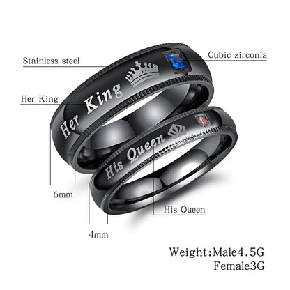 Fashion Couple Rings Her King His Queen Statement Rings Fashion