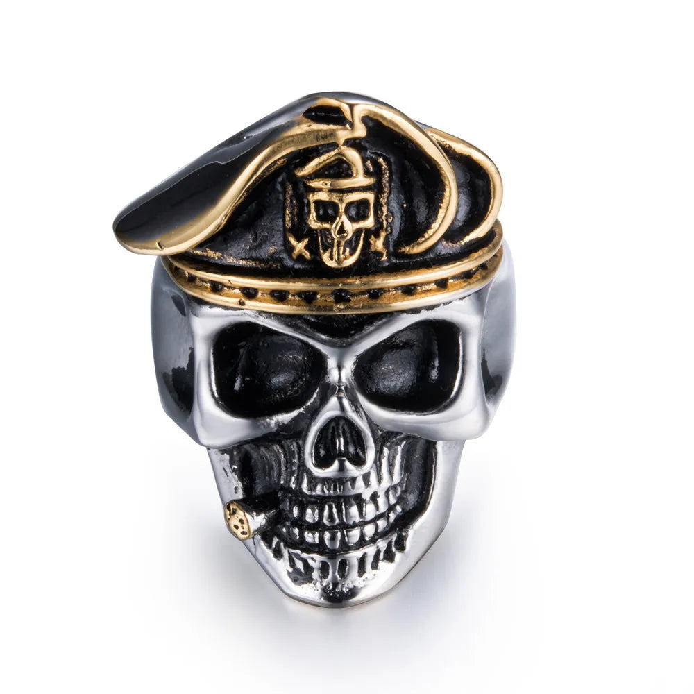 Gothic Punk Ring For Men Retro Skeleton Devil Male Ring Skull Adjustable Exaggeration