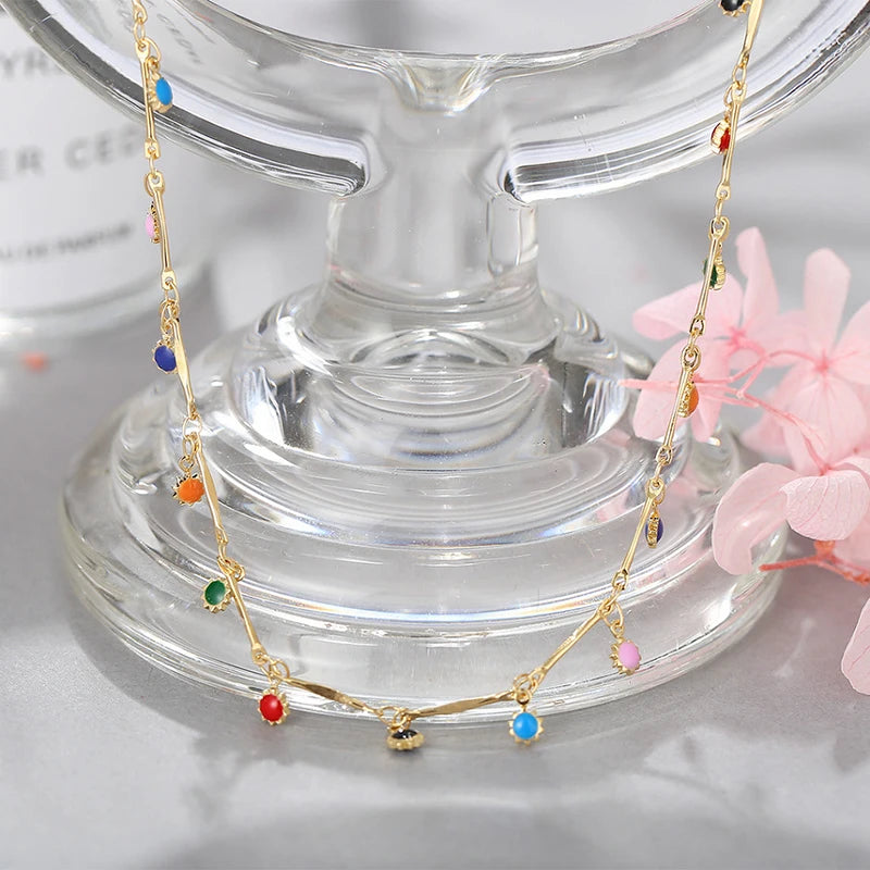 Fashion Simple Candy Color Tassel Necklace for Women Gift Chain