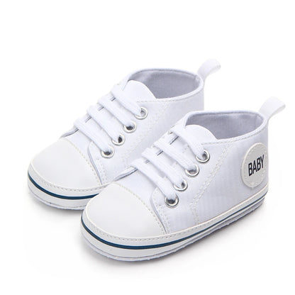 Baby Canvas Classic Sports Sneakers Newborn Baby Boys & Girls Letter Print First Walkers Shoes baby &Toddler Anti-slippery Shoes