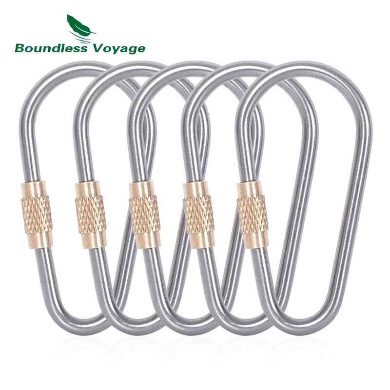 Boundless Voyage Titanium Carabiners Outdoor Buckle with Lock Camping Hook Climbing Accessories