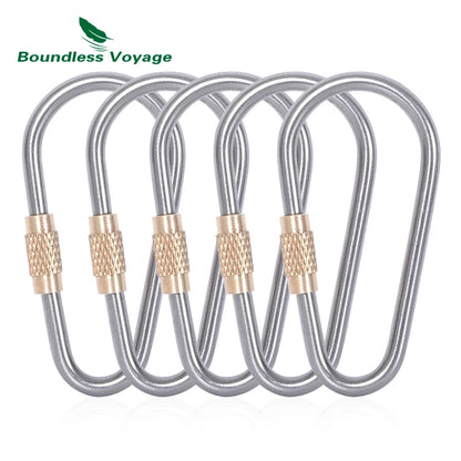 Boundless Voyage Titanium Carabiners Outdoor Buckle with Lock Camping Hook Climbing Accessories