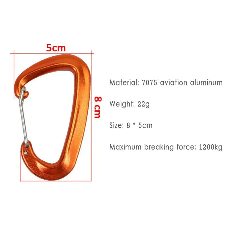 Durable 12KN D-Shaped Climbing Carabiner - 1pc