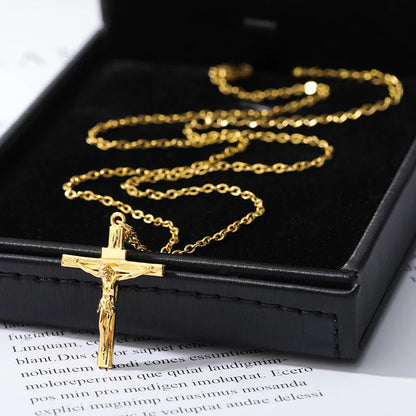 Christian Jesus Cross Necklace For Women Men Stainless Steel