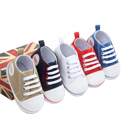 Baby Canvas Classic Sports Sneakers Newborn Baby Boys & Girls Letter Print First Walkers Shoes baby &Toddler Anti-slippery Shoes