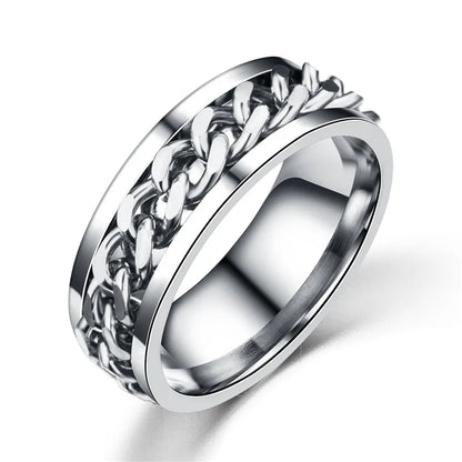 Bohemian Silver Color Titanium Stainless Steel Cocktail Rings Men