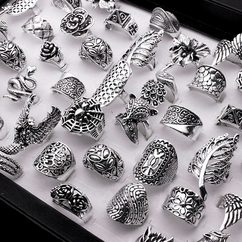 Wild Elegance: Mixed Style Silver Rings Set