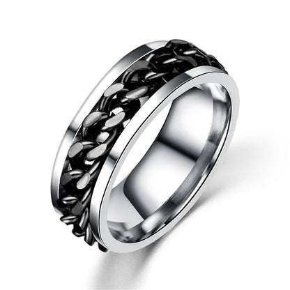 Bohemian Silver Color Titanium Stainless Steel Cocktail Rings Men