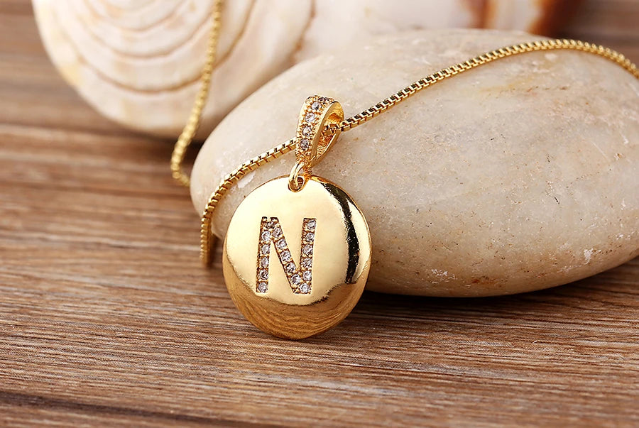 Nidin Top Quality Women Girls Initial Letter Necklace 26 A-Z beautiful gift