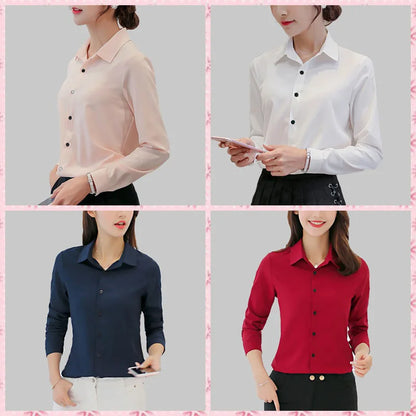 style Women Chiffon Blouse for Office Career  2025 Casual Long Sleeve