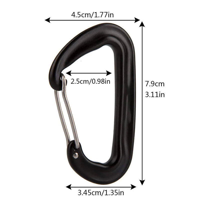 Professional Climbing Carabiner D Shape Mountaineering Buckle Hook 12KN Safety Lock