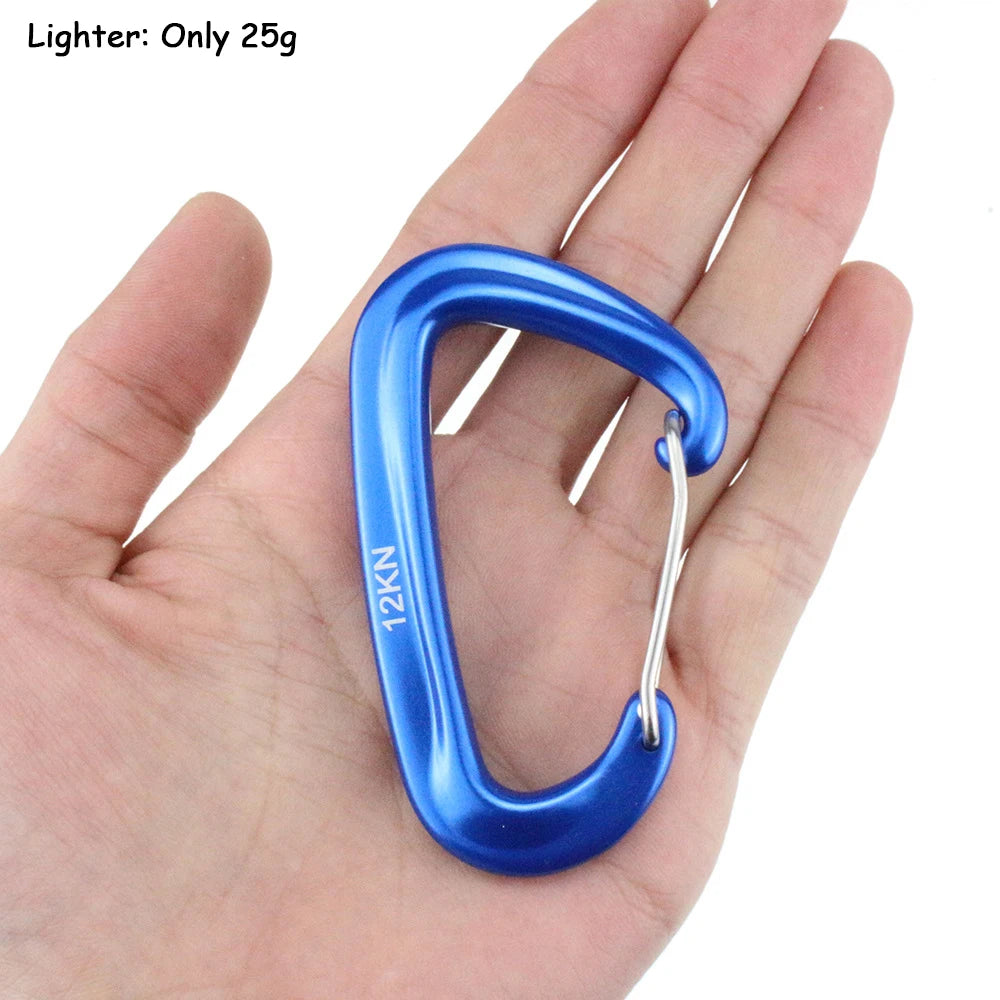 Professional Climbing Carabiner D Shape Mountaineering Buckle Hook 12KN Safety Lock