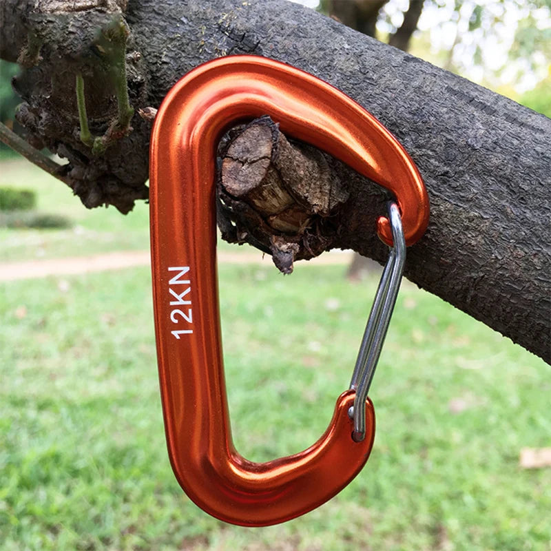 Professional Climbing Carabiner D Shape Mountaineering Buckle Hook 12KN Safety Lock