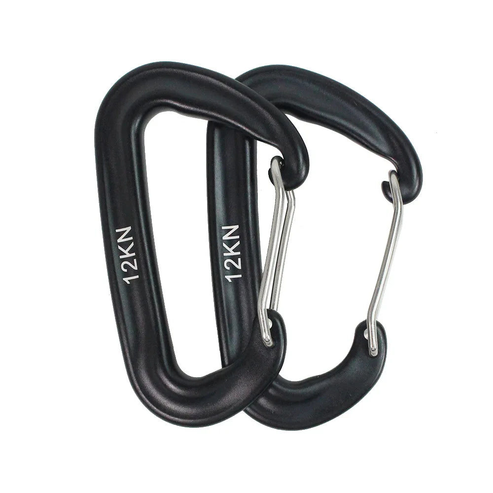 Professional Climbing Carabiner D Shape Mountaineering Buckle Hook 12KN Safety Lock