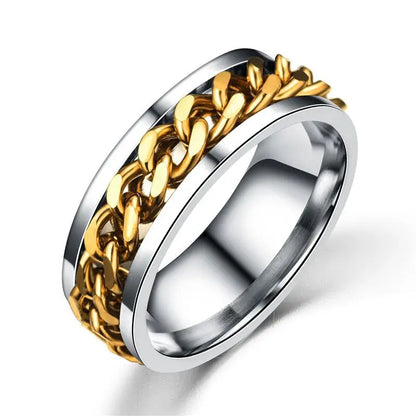 Bohemian Silver Color Titanium Stainless Steel Cocktail Rings Men