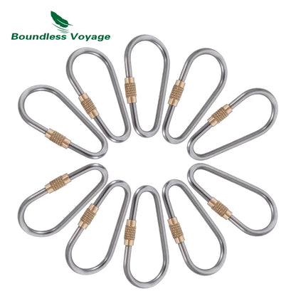 Boundless Voyage Titanium Carabiners Outdoor Buckle with Lock Camping Hook Climbing Accessories