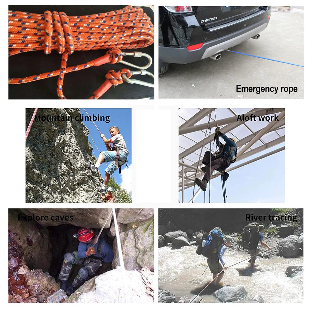 Climbing Rope Outdoor Emergency Rope 10m/20m/30m/50m Wear Resistant 9mm High Strength