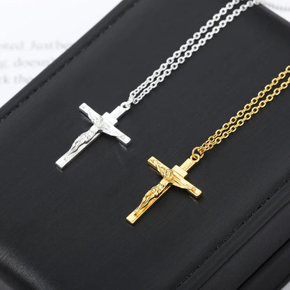 Christian Jesus Cross Necklace For Women Men Stainless Steel