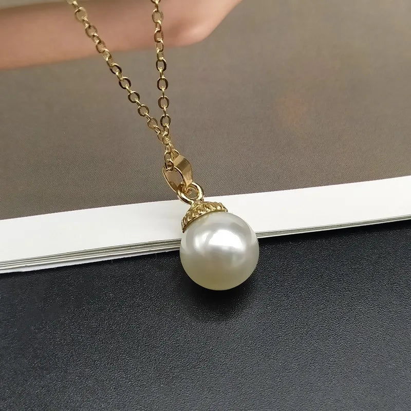 Trendy Summer Shell Imitation Pearl Pendant Necklace For Women Fashion