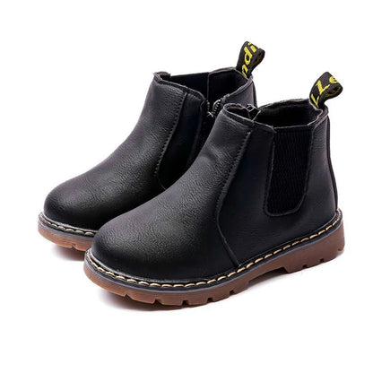 Autumn Winter Fashion Short Boots Soft Sole Waterproof Children's Boots Casual Solid Leather Boots Girl Boy Ankle Boot size 21-29