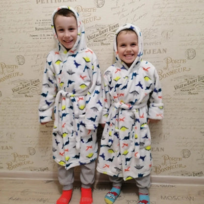 Boy and Girls Flannel Pajamas Robe Autumn and Winter Children Sleepwear 2-8 Years