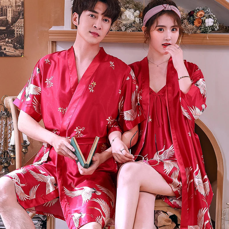 lovely Home Service Sleep Wear Silk Satin Pajamas Holiday & Honeymoon Sleepwear