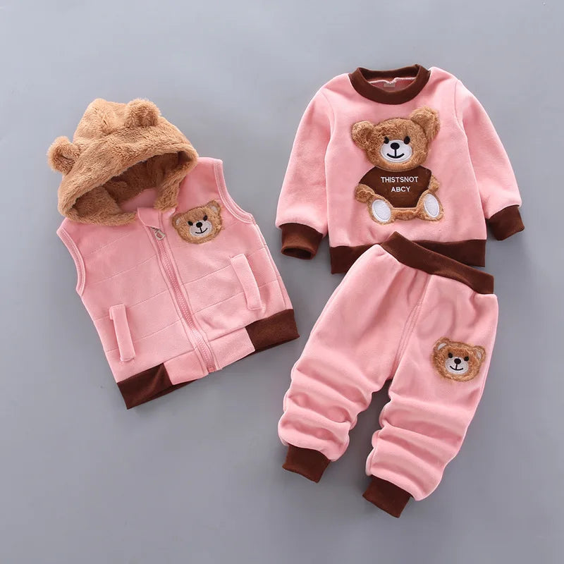 Baby Boys And Girls Clothing Set Children Hooded Outerwear 3P CS 0-6 months