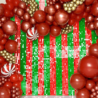 Holiday Elegance 2025: Red & Green Rain Silk Curtain Backdrop