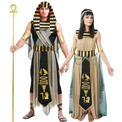 Ancient Egypt Egyptian Pharaoh Costume for Men King Cleopatra Queen Cosplay Carnival Party Couple Party Dress