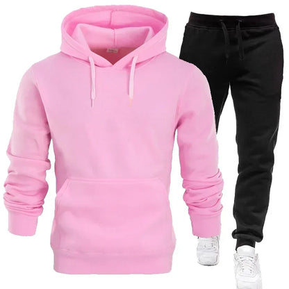 family Basic Men/Women 2Pcs/Sets Sweatshirt Hoodies Pants 2025 Gyms Fitness Tops Joggers Sportswear Tracksuits