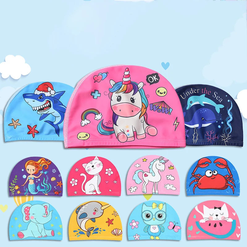 Children Cartoon Swimming Cap Protect Ears