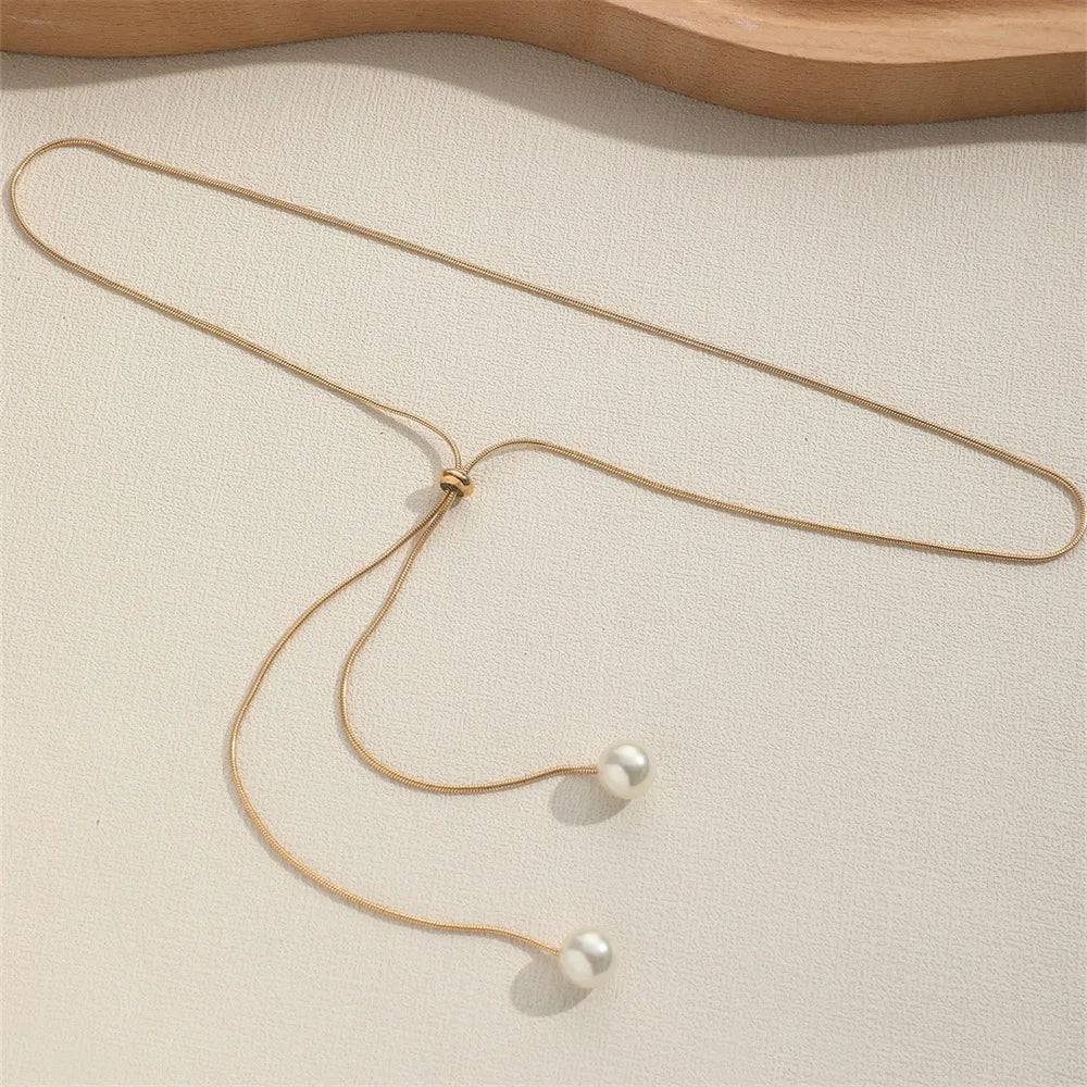 Simple Long Sweater Chain Necklace Female Necklace  Gift