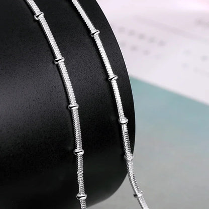 Silver Color 18/20 Inch 2mm Snake Chain Beads Necklace For Women Man